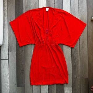 Trina TurkV Vibrant Red Swim Cover-Up Kimono | Good Condition